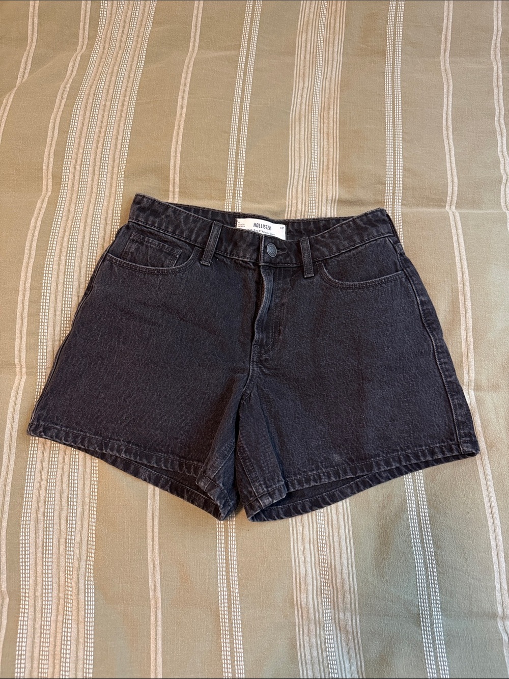Hollister Washed Black Denim High-Rise Shorts